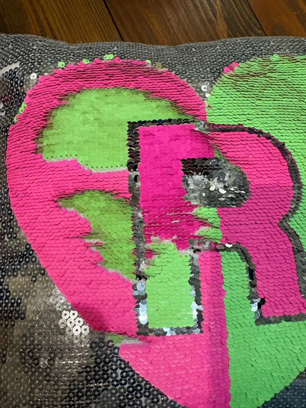 Justice Reversible Sequin Heart Pillow in Hot Pink & Lime